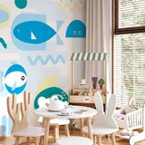  Foto tapeta - Animals in the sea - geometric blue fish in water for kids 450x315 Premium | shoptok.hr