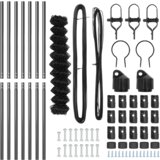 vidaXL Verižna ograja s 7 stebri 1x10 m Galvanizirano jeklo Siva | Shoptok.si