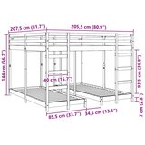  Trokatni krevet Prirodna 80 / 200 x 200 cm Čvrsto borovo drvo | shoptok.hr