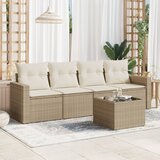 Maison Chic Seti vrtnega pohištva - Vrtna garnitura - Vrtni pohištvo set 5-delna z blazinami bež poli ratan, (21818541) | Shoptok.si