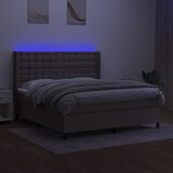  box spring s madracem LED smeđesivi 160x200 cm tkanina | shoptok.hr