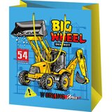 Cardex Srednje velika darilna vrečka z motivom gradbenih strojev Big Wheel 18×10×23 cm Cene