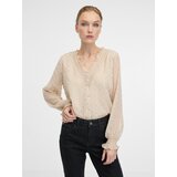 Orsay Beige women's blouse with long sleeves - Ladies