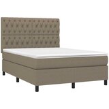  box spring s madracem LED smeđesivi 140x190 cm tkanina | shoptok.hr