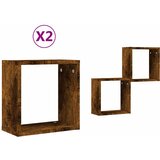 Maison Chic Stenske Police - Viseča polica kockaste 2 kosa dimljeni hrast 30x15x30 cm, (21758802) Cene