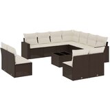 vidaXL 12-dijelni set vrtnih sofa od poliratana s jastucima smeđi | shoptok.hr