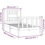  Okvir kreveta s uzglavljem od masivne borovine 100 x 200 cm | shoptok.hr