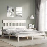 Maison Chic Posteljni okvir - Dvoposteljna postelja - Zakonska postelja brez vzmetnice bel 160x200 cm trdna borovina-J3510, (21767758) | Shoptok.si
