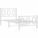  The Living Store Kovinski posteljni okvir z vzglavjem in vznožjem bel 90x190 cm - Posteljni Okvir, (21450592) | Shoptok.si