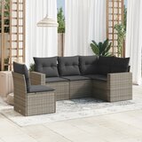 Maison Chic Seti vrtnega pohištva - Vrtna garnitura - Vrtni pohištvo set 5-delna z blazinami siv poli ratan, (21814146) | Shoptok.si