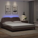 Furnova Posteljni okvir z LED lučkami rjav 180x200 cm umetno usnje, (21942324) Cene