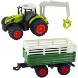 Traktor na daljinsko upravljanje s prikolicom i grabilicom - zeleni | shoptok.hr