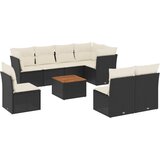  9-dijelni set vrtnih sofa s jastucima crni od poliratana | shoptok.hr