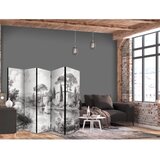  Paravan - Black and White Vintage Landscape - Retro View of a Pond with a Boat 225x172 Jednostrani | shoptok.hr