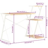  Radni stol s policom bijeli i boja hrasta 116 x 50 x 93 cm | Eponuda.ba
