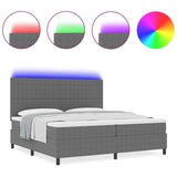  Krevet na podlošku s madracem i LED svjetlom Sivi 200x200 cm Žoržet tkanina | shoptok.hr