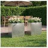 vidaXL Vrtna saksija 2 kom. Srebrna 50 x 30 x 49 cm Nehrđajući čelik - Nehrđajući čelik 50 x 30 x 49 cm 2 | shoptok.hr