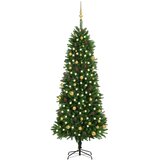  Umjetno osvijetljeno božićno drvce s kuglicama 240 cm zeleno | shoptok.hr