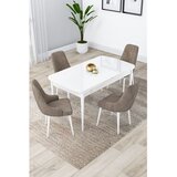 Hanah home trpezarijski set Lia, sto na razvlačenje i 4 stolice, bela ploča, kapućino tkanina Babyface | Eponuda.com
