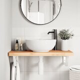  Zidna polica za umivaonik od čelika i masivne bukovine Smeđa 80 x 40 x 4 cm | shoptok.hr