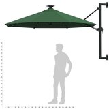  Zidni suncobran s LED svjetlima i metalnom šipkom 300 cm zeleni | shoptok.hr