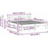  Krevetna konstrukcija Prirodna 200 x 200 cm Čvrsto borovo drvo | shoptok.hr