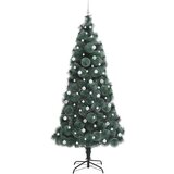 vidaXL Umjetno božićno drvce s lampicama i setom kuglica Zelena 240 cm | shoptok.hr