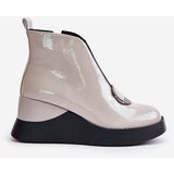 S. BARSKI Lacquered wedge ankle boots insulated with D&A light grey | Eponuda.ba