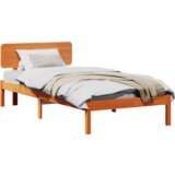  Tamnosmeđi krevet s uzglavljem 80x200 cm Čvrsta borovina | shoptok.hr