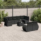  10-dijelni set vrtnih sofa s jastucima crni od poliratana | shoptok.hr