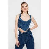 Trendyol X Sagaza Studio Navy Blue Denim Blouse | shoptok.hr