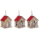  Drveni božićni LED ukras Lampion kućica 7x7x9 cm | shoptok.hr