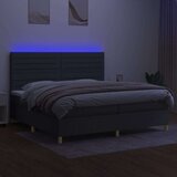  Box spring postelja z vzmetnico LED temno siva 200x200 cm blago, (20851630) | Shoptok.si