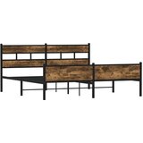 Metalni Kovinski posteljni okvir brez vzmetnice dimljen hrast 200x200cm, (21611493) | Shoptok.si