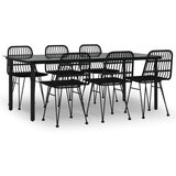  7-dijelni vrtni blagovaonski set od poliratana crni | shoptok.hr