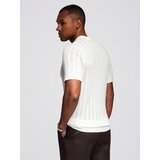 Ombre Men's openwork polo shirt with zipper at neckline - white | shoptok.hr