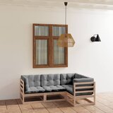  4-dijelna vrtna garnitura od masivne borovine s jastucima | Shoptok.si
