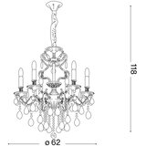 Ideal Lux kristalni luster sa lancem gioconda 6xE14/40W/230V prečnik 62 cm zlatna | Eponuda.com