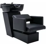  Stolica s umivaonikom crna 129 x 59 x 82 cm od umjetne kože