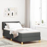 vidaXL Box Spring postelja z vzmetnico v temno sivi barvi, 90x190 cm, tkanina | Shoptok.si