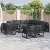 vidaXL Sjedeća garnitura za vrt 11 pcs Crna 283 x 283 x 71 cm Aluminij | shoptok.hr