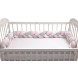 Baby Textil šarena pletenica za krevetac Roze-Siva-Bela Cene
