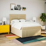 vidaXL Krevet s oprugama i madracem krem 140x200 cm od tkanine | shoptok.hr