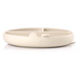Jane BLW silikonski okrogel krožnik s predelki in vakuumom, Sand | Shoptok.si
