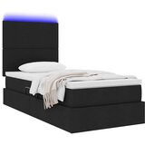  LED krevet za pohranu s madracem Crna 90 x 200 cm Tkanina | shoptok.hr