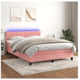 vidaXL Krevet box spring s madracem LED ružičasti 140x200cm baršunasti Cijene