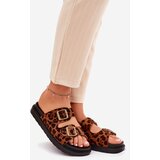 Boto Women's Platform Slides With Leopard Print And Buckles Brown Simbes | ePonuda.com