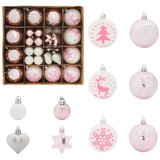  Set Božićnih Ukrasnih Kuglica 40 pcs Bijela i roza Plastika | shoptok.hr