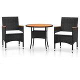 The Living Store Vrtna jedilna garnitura 3-delna poli ratan črna - Vrtna Jedilna Garnitura, (21422152) | Shoptok.si