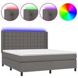 vidaXL Box spring postelja z vzmetnico LED siva 180x200cm umetno usnje, (20789026) Cene